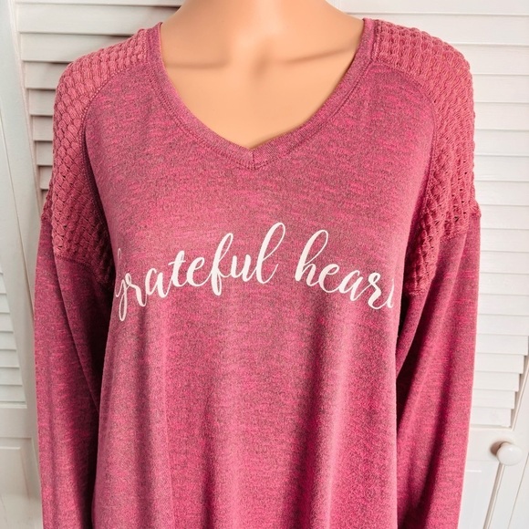 LANE BRYANT Grateful Heart Graphic Hacci Sweatshirt Size 18/20 - Picture 3 of 8